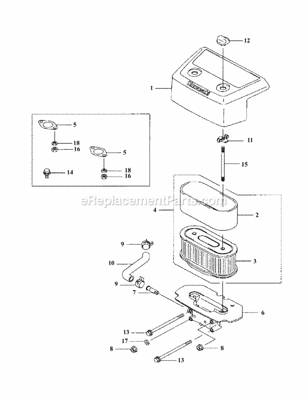 Fh721v-As15 Air Cleaner Diagram and Parts List for M60-KW 53AB5DCX150 Cub Cadet Sprayer